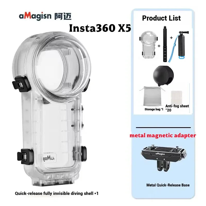 Insta360 X5 Invisible Dive Case | 60m Waterproof Housing