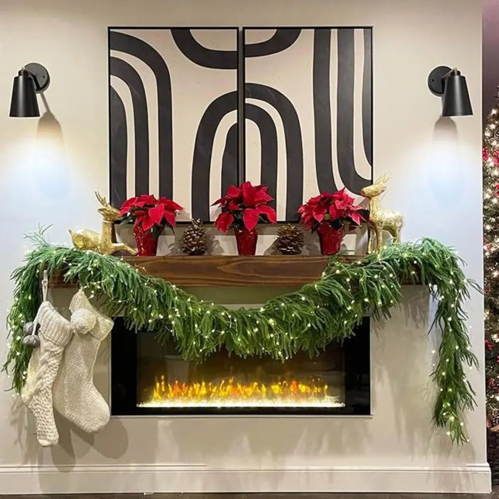 Indoor Christmas Decor Featuring Simulated Pine Needles Rattan