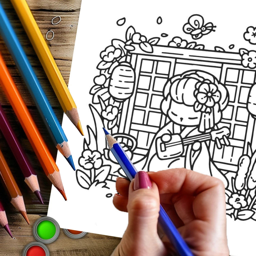 Cozy Japan Coloring Books Adults 28 Pages Cutie Colouring Book