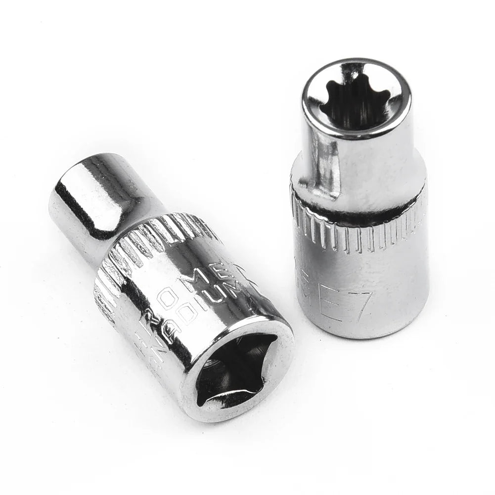 6-Pc 1/4" Drive Torx Star Female E-Socket Set E4–E10