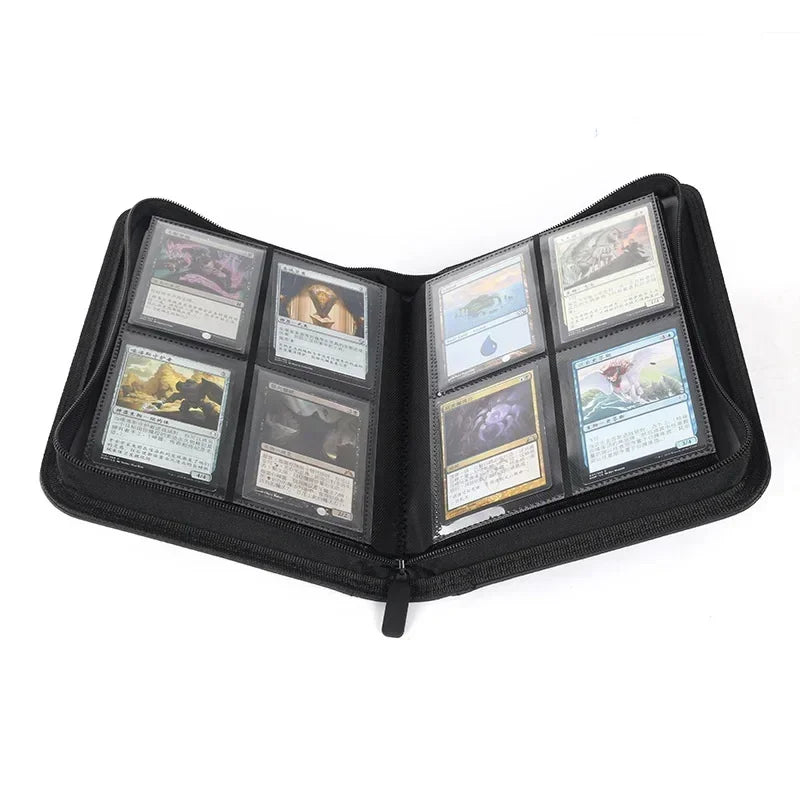 PU Leather 160 Pockets Cards Side Loading Binder TCG Game Zipper Card Album With 4 Sealed Fixed Pockets Pages For MG/PKM/FOW/YGO Peaceful Pleasures Health and Wellness