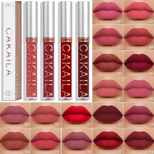 CAKAILA Velvet Matte Liquid Lipstick – Long-Lasting Waterproof Nude & Red Lip Gloss | 18 Colors 2.5ml Peaceful Pleasures Health and Wellness
