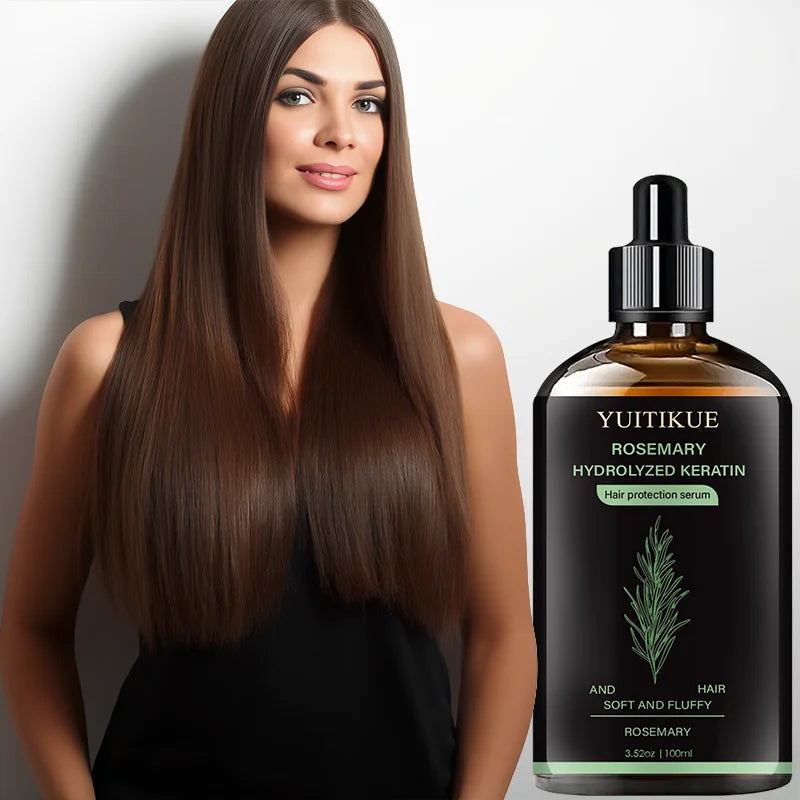YUITIKUE Rosemary Hydrolyzed Keratin Hair Serum | For Hair Protection, Soft & Fluffy Results | Nourishing Formula 100ml Peaceful Pleasures Health and Wellness