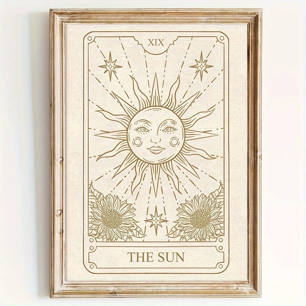 3-Piece Tarot Sun Moon Star Canvas Wall Art | Home Decor
