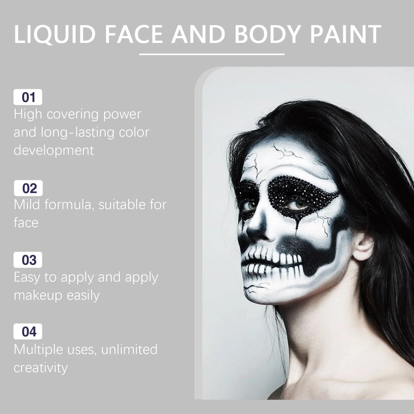 Halloween Multicolor Body Paint – Quick-Dry Clown Liquid Makeup