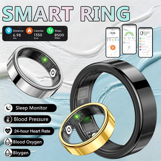 R09 Smart Ring Men Women with Charging Case,Heart Rate Blood Oxygen,Skin Temperature Monitor,5ATM Waterproof For Android iOS Peaceful Pleasures Health and Wellness