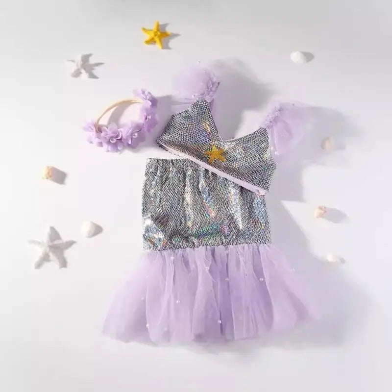 Baby Girl 3-Piece Photo Outfit – Skirt, Top & Headband Set
