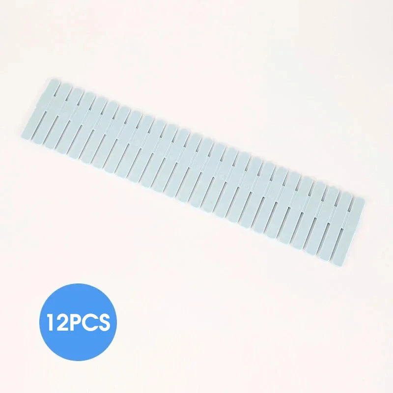4/8 Pieces Adjustable Drawer Divider Partition Durable Storage Cosmetic Socks Underwear Drawer Clothes Organizer Cabinets Peaceful Pleasures Health and Wellness Blue 12 pieces