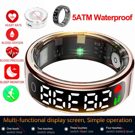 2025 Smart Ring R12/R13 – Display, Heart Rate & 5ATM Waterproof Smart Ring Oasis Select