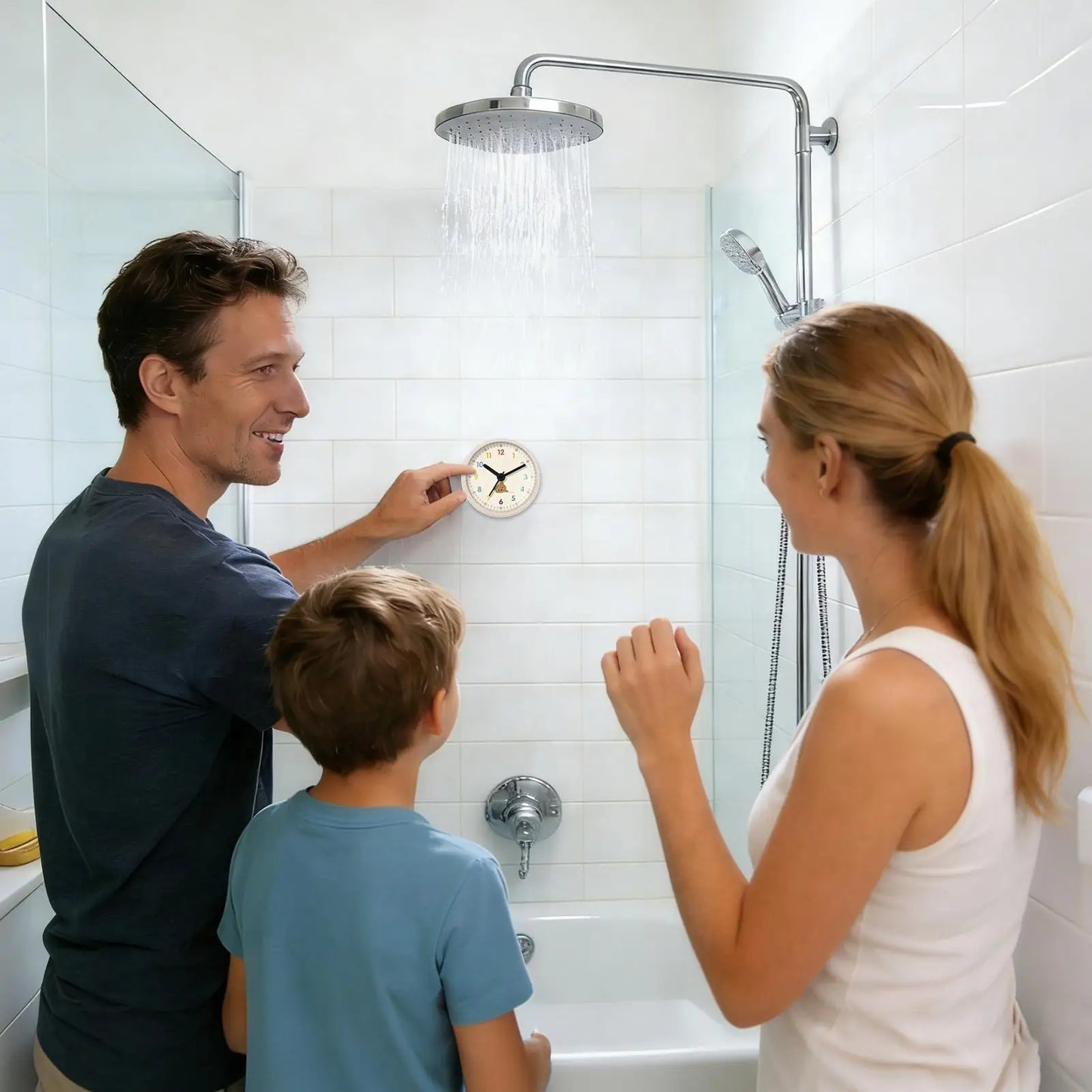 Waterproof Shower Clock Suction Cup Round Bathroom Clock Silent Bear Pattern Wall Decor For Kitchen Toilet Swimming Pool Spa Peaceful Pleasures Health and Wellness