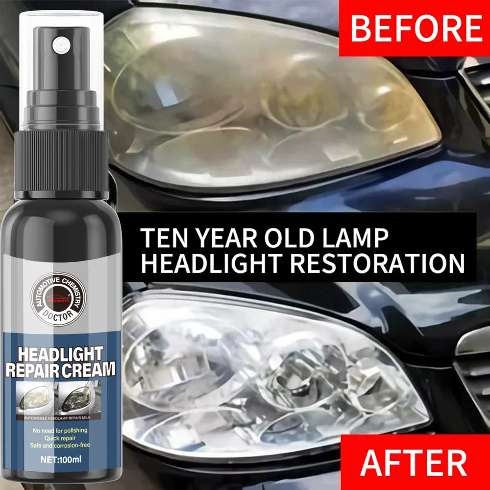 Car Headlight Coating Spray Liquid Car Light Cleaner And Restorer UV Resistant Long Lasting Head Light Coating Spray For car SUV Peaceful Pleasures Health and Wellness