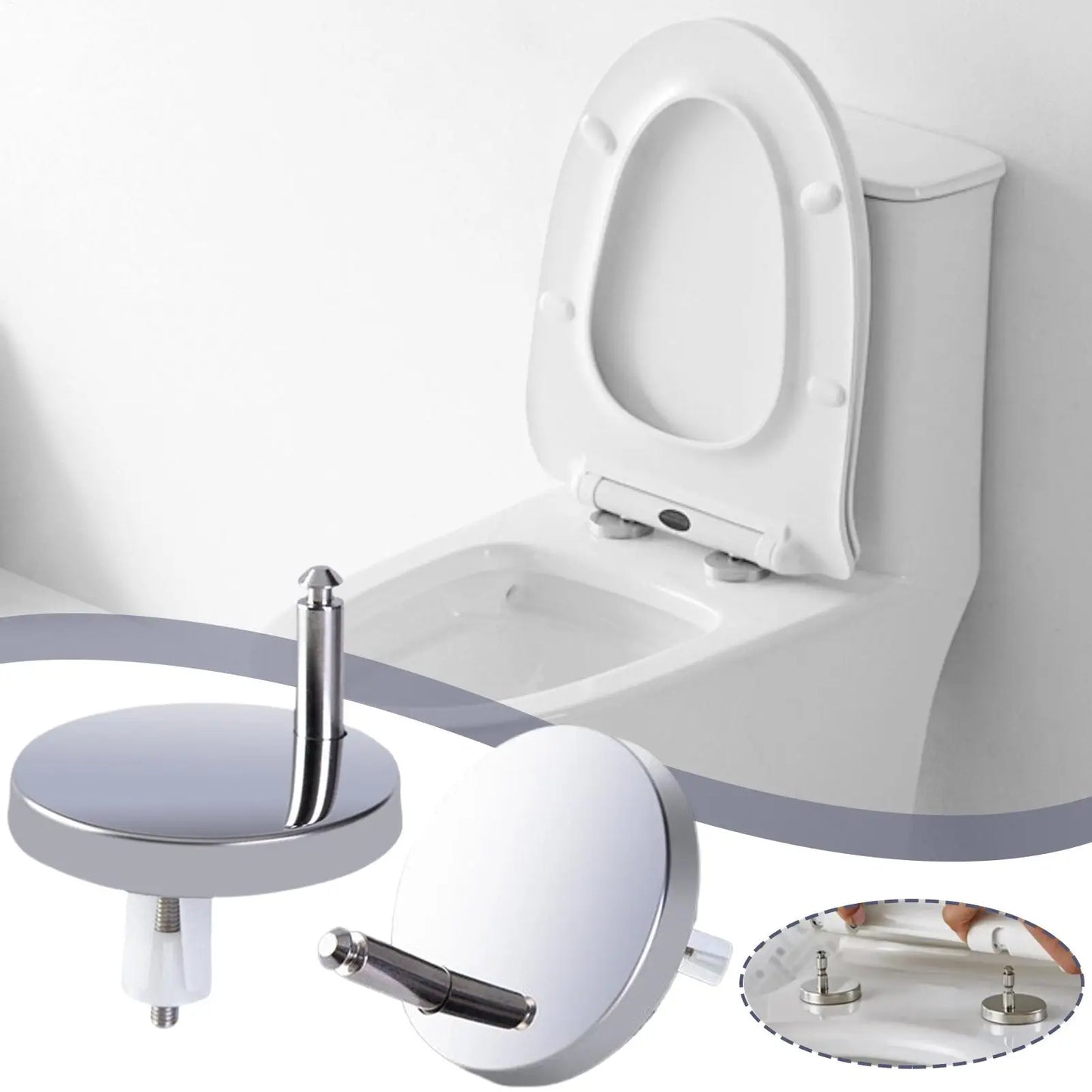 2-Pack Universal Toilet Seat Hinges – Stainless Steel Top Fix