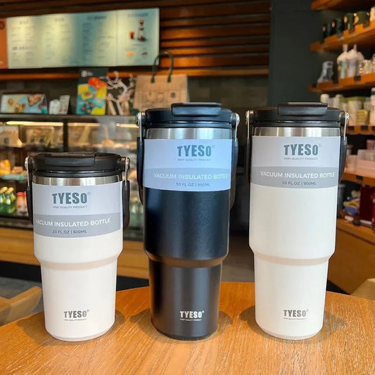 Tyeso's New Coffee Cup With Double-Layer Insulation And Cold Insulation Portable Ice Cream Cup Large Capacity Stainless Steel Peaceful Pleasures Health and Wellness