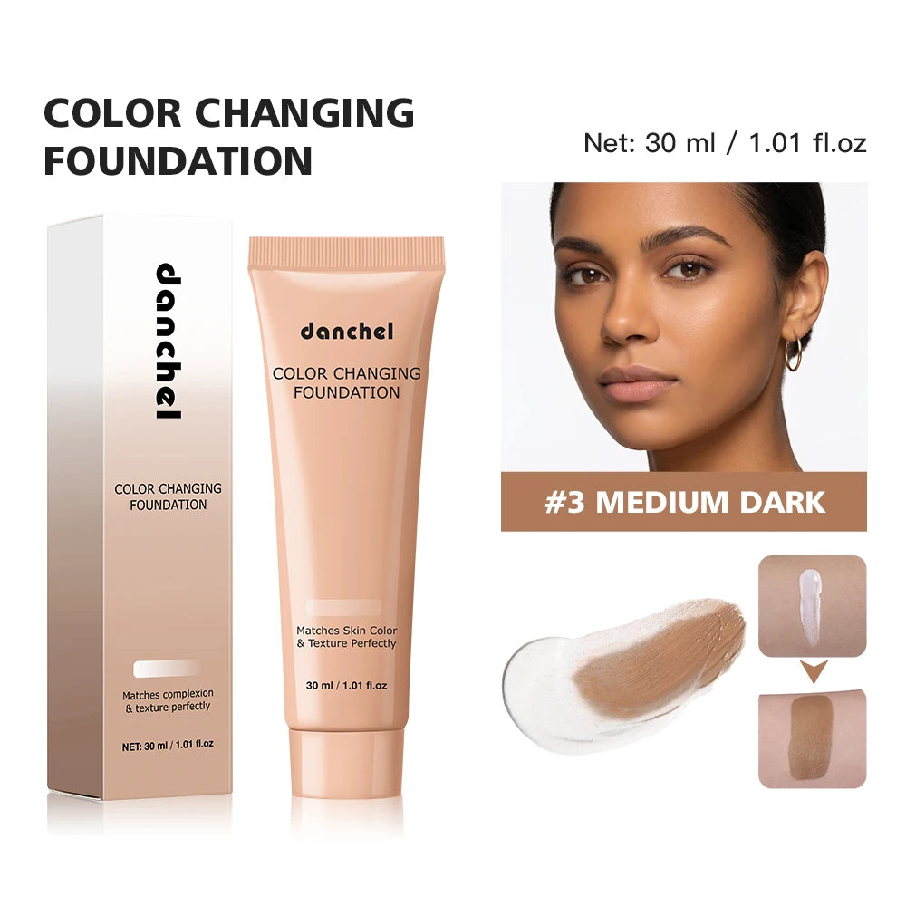 Color Changing Liquid Foundation Adaptive Skin Tone Buildable Coverage 12 Hours Wear Moisturizing Dewy Finish Cosmetics Peaceful Pleasures Health and Wellness 3 Medium Dark