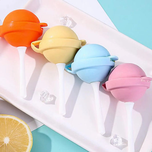 4Pcs Lollipop Shape Ice Molds For Kids Silicone Easy To Use Summer Cool Popsicles Ice Cream Make DIY Tools Ice Cube Molds Peaceful Pleasures Health and Wellness