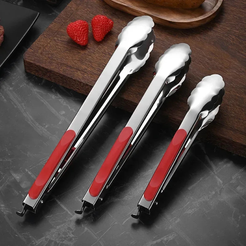 Silicone BBQ Tongs – Stainless Steel Kitchen Grill Tongs