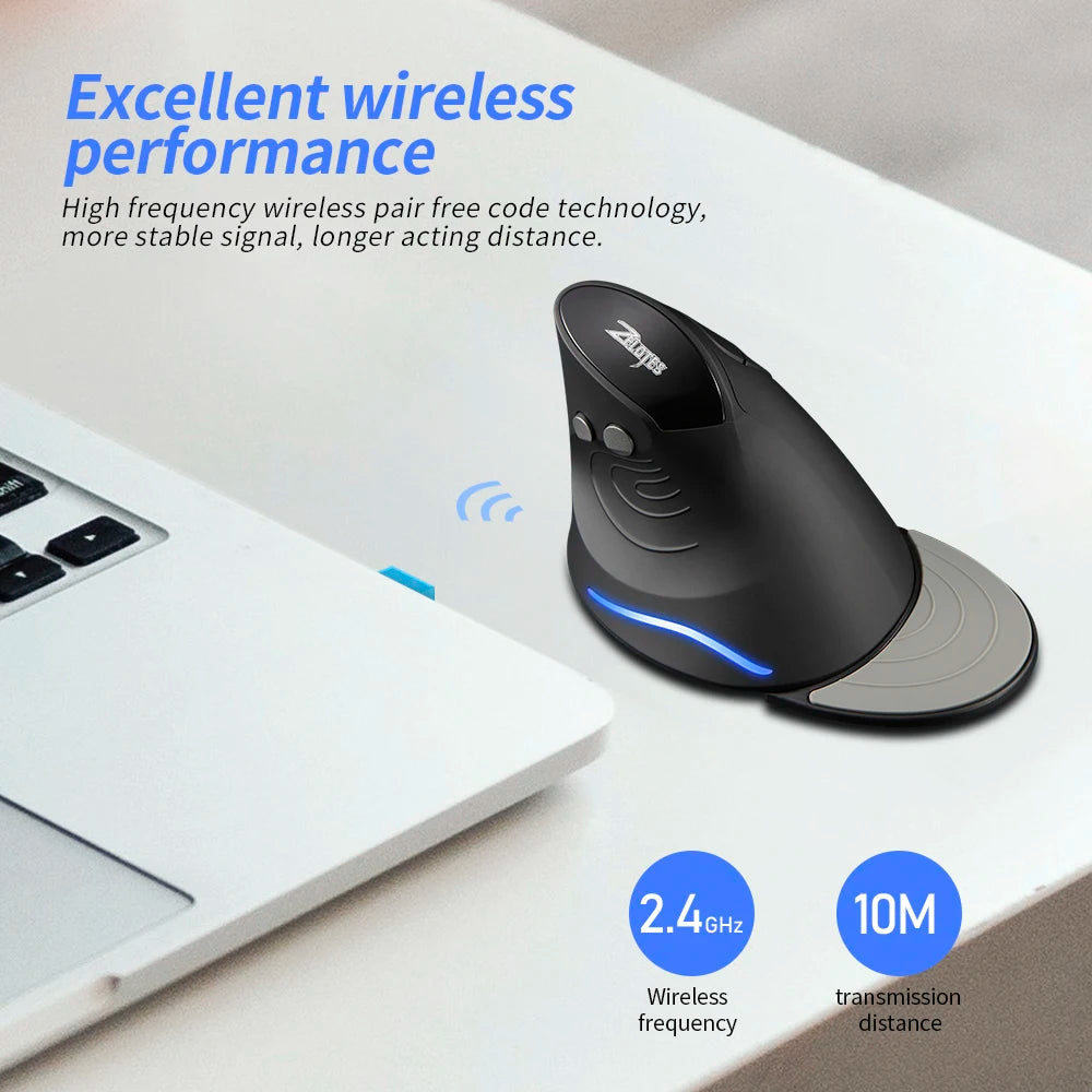 ZELOTES F-17 Vertical Ergonomic Wireless Mouse | 3 DPI, 6 Buttons