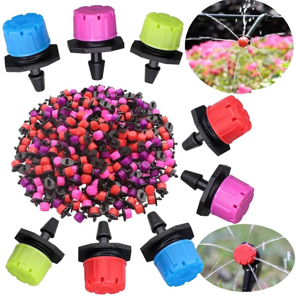 4-Colour 8-Hole Adjustable Dripper Irrigation Nozzle for Garden Plants Hose Watering System Sprinklers 1/4'' Emitter Micro Drip Peaceful Pleasures Health and Wellness
