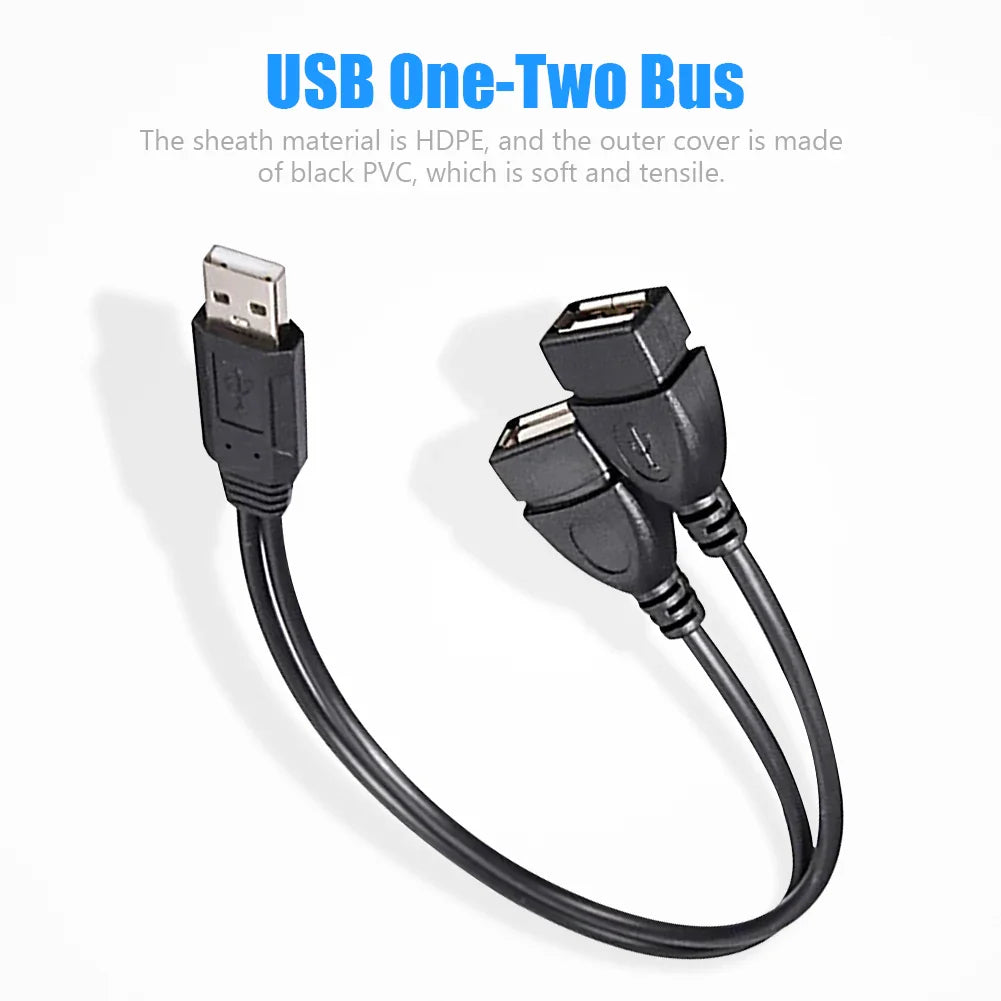 USB 2.0 Y Splitter Cable – Dual USB Female Power & Data