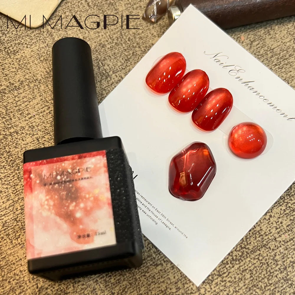 Pomegranate Red Cat Eye Magnetic Gel Polish | Glass Finish