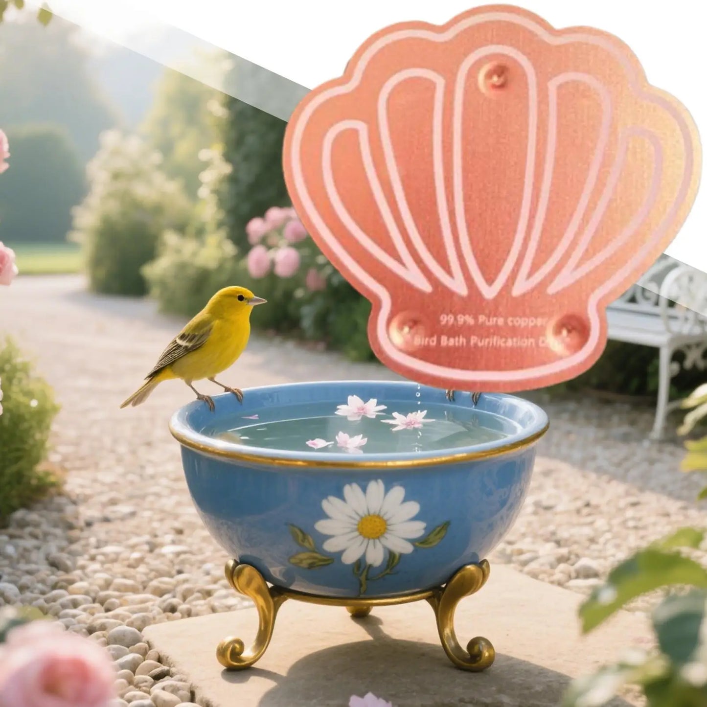 Copper Bird Bath Dish | Weather-Resistant Triple-Point Tray