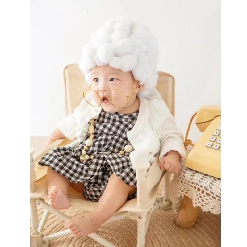 Baby Girl Photography Props Set – Crochet Outfit & Pearl Necklace