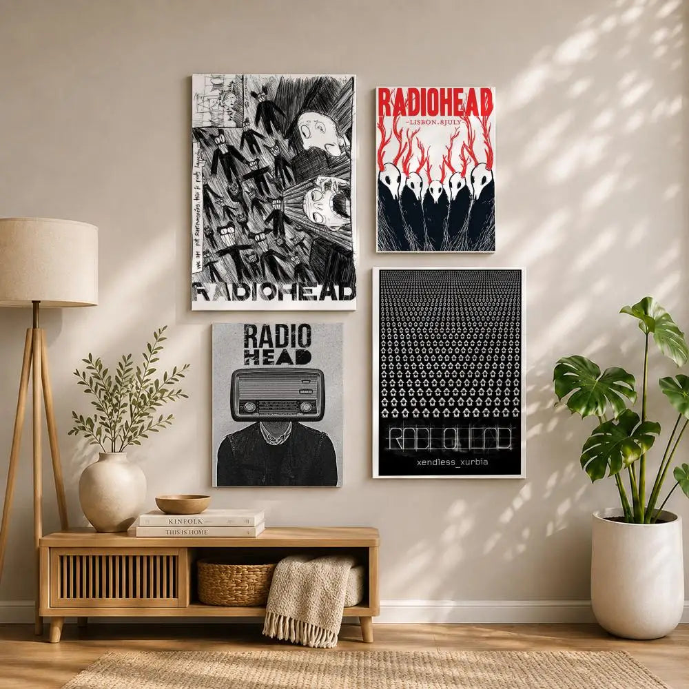 Band R-RadioheadS Poster HD Self Adhesive Waterproof Wall Art Ideal for Home Office Dorm Bedroom Great Gift Peaceful Pleasures Health and Wellness