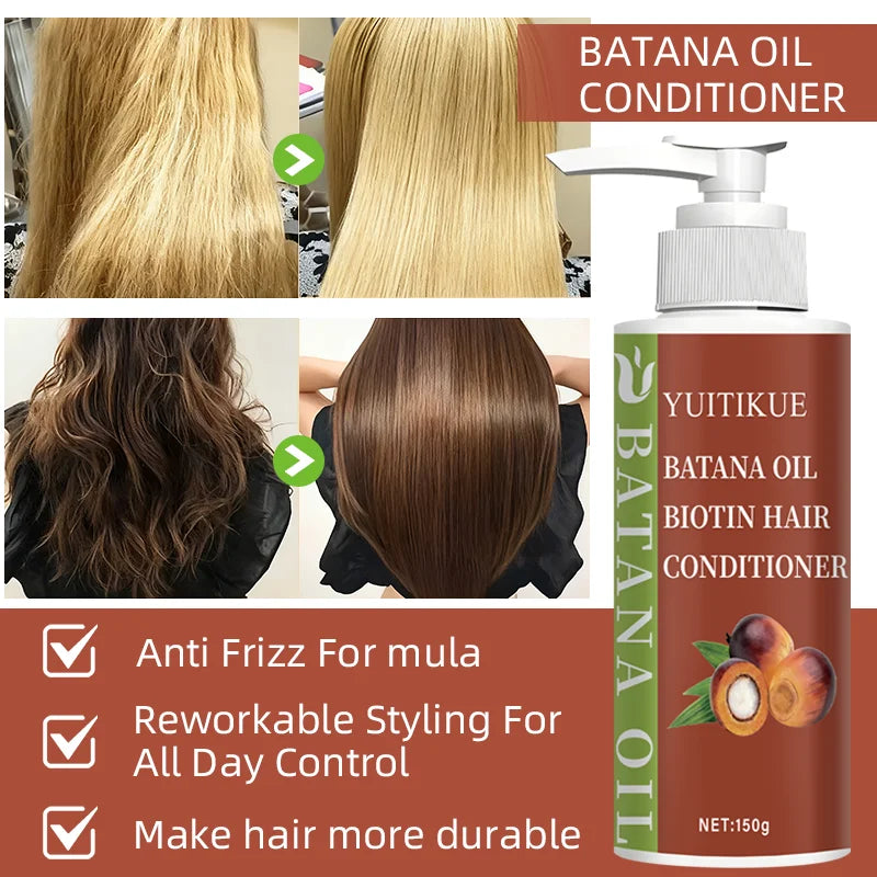 Batana Oil Biotin Conditioner 150g - Repair Damaged Hair, Anti Frizz Formula, Heat Protection, Smooth & Shiny Hair Peaceful Pleasures Health and Wellness