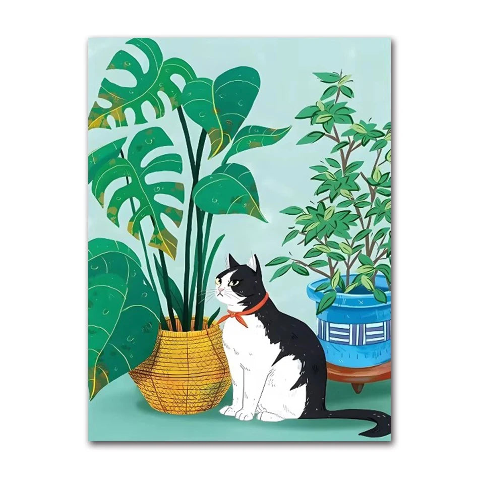 Funny Black Cat Toilet Canvas Wall Art | Bathroom Decor