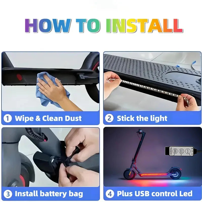 LED Strip Light for Scooter, Skateboard & Bike | Night Ride