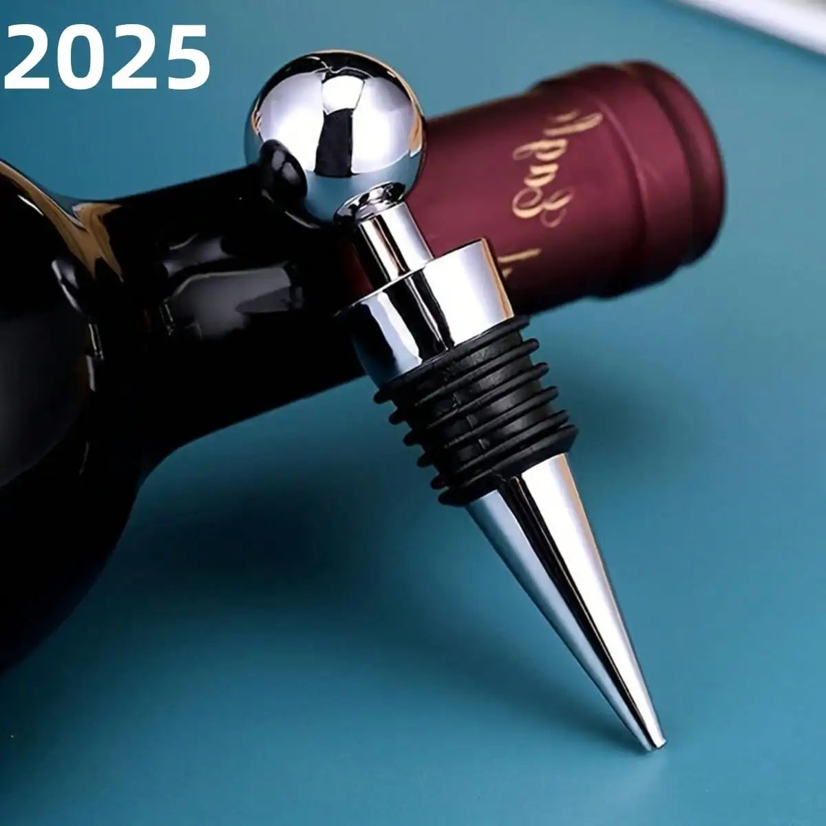 Heart Shape Wine Bottle Stoppers – Set of 4 | Silver & Champagne