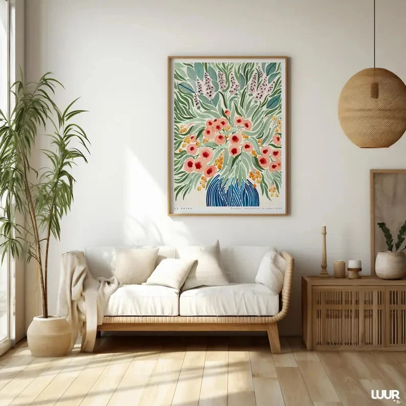 Peonies Botanical Canvas Wall Art Print | Floral Home Decor