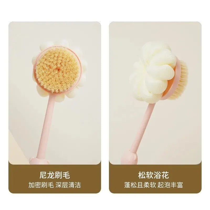 Two-Sided Silicone Body Brush with Long Handle | Back Scrubber