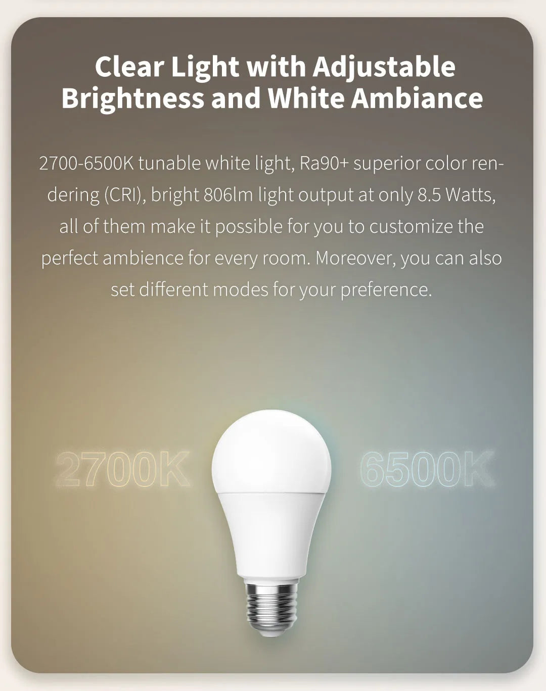 Aqara Smart LED Bulb T1 Zigbee 3.0 Bluetooth E27 2700K-6500K 220-240V Smart Home Lamp Light For Xiaomi Mihome Homekit Peaceful Pleasures Health and Wellness