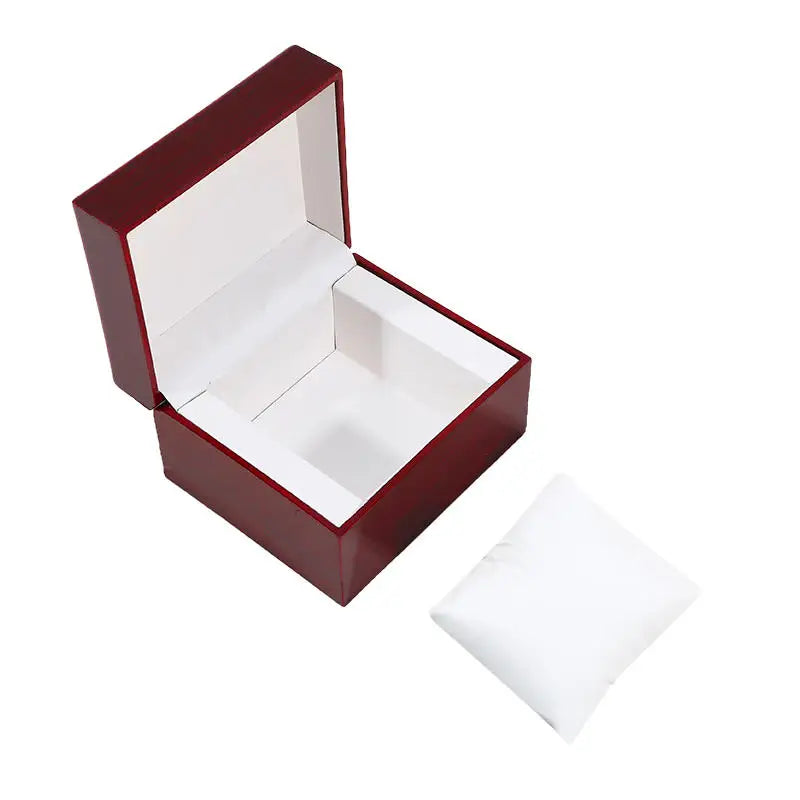 Single Watch Box High End Wooden with Pillow Luxury Travel Case for Men Wristwatch Bracelet Storage Gift Box Peaceful Pleasures Health and Wellness Burgundy