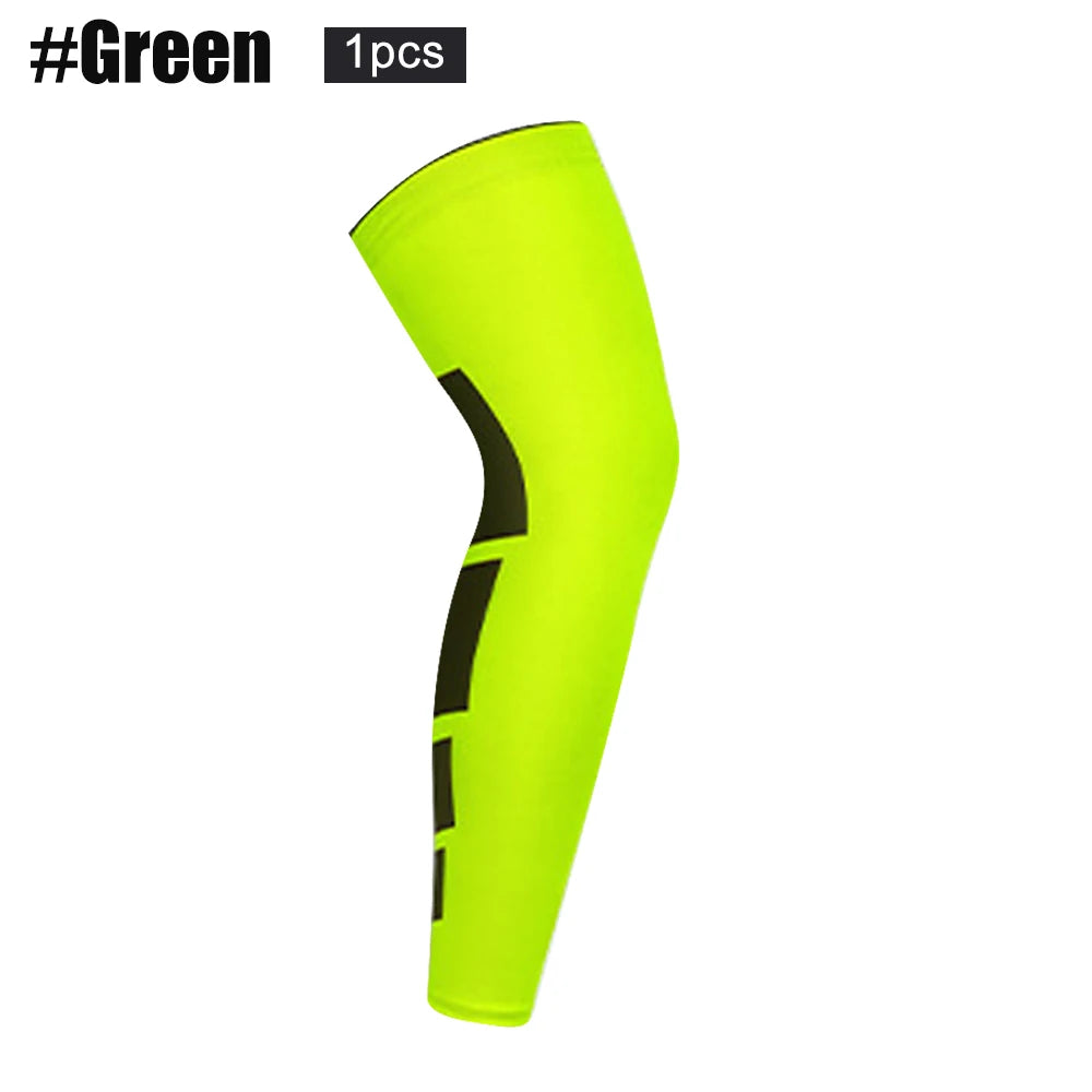 1Pcs Long Compression Leg Sleeves for Women Men,Comfortable & Non-Slip UV Protection Leg Knee Braces Supports for Sports Cycling Peaceful Pleasures Health and Wellness Green L