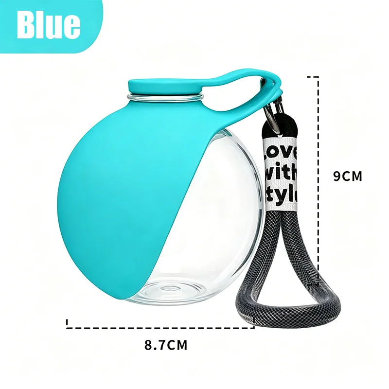 Leak Proof 2 in 1 Foldable Portable Silicone Dog Water Bottle Travel Pet Drinking Bowl with Lanyard Hook for Outside Walking Peaceful Pleasures Health and Wellness Blue