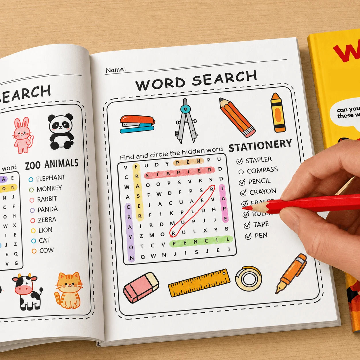 32-Page Word Search Puzzle Book Kids Hidden Games Early English