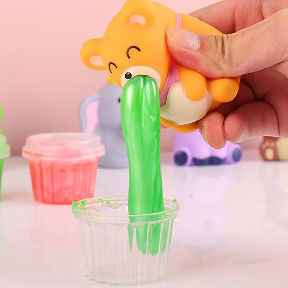 Funny Animal Toy Slime Vomiting Goo Sensory Stress Relief PVC Squeaky
