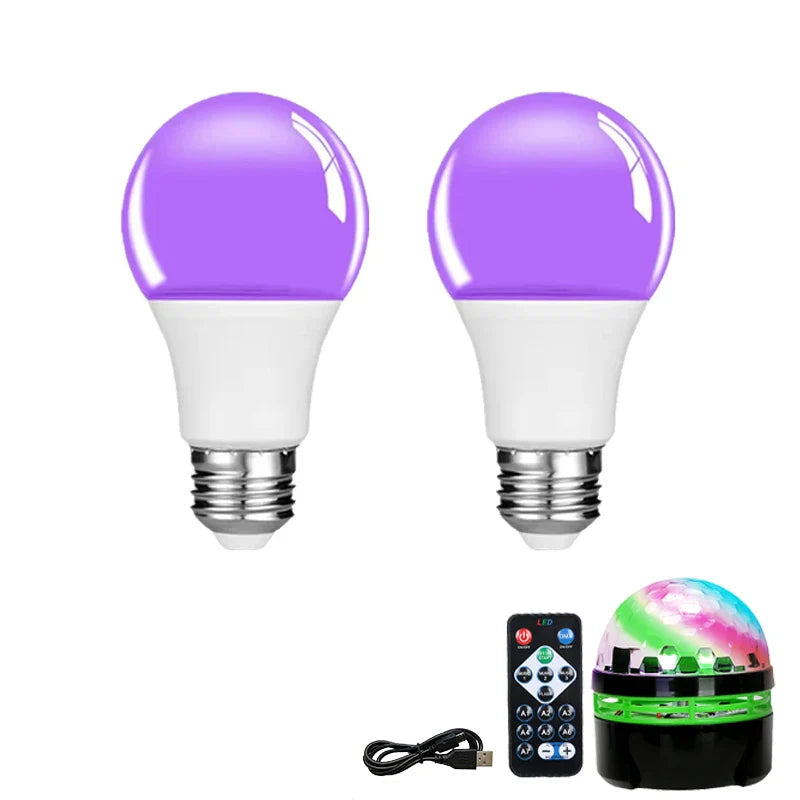 E27 9W UV Black Light Bulb 395nm LED Glow Party Decor
