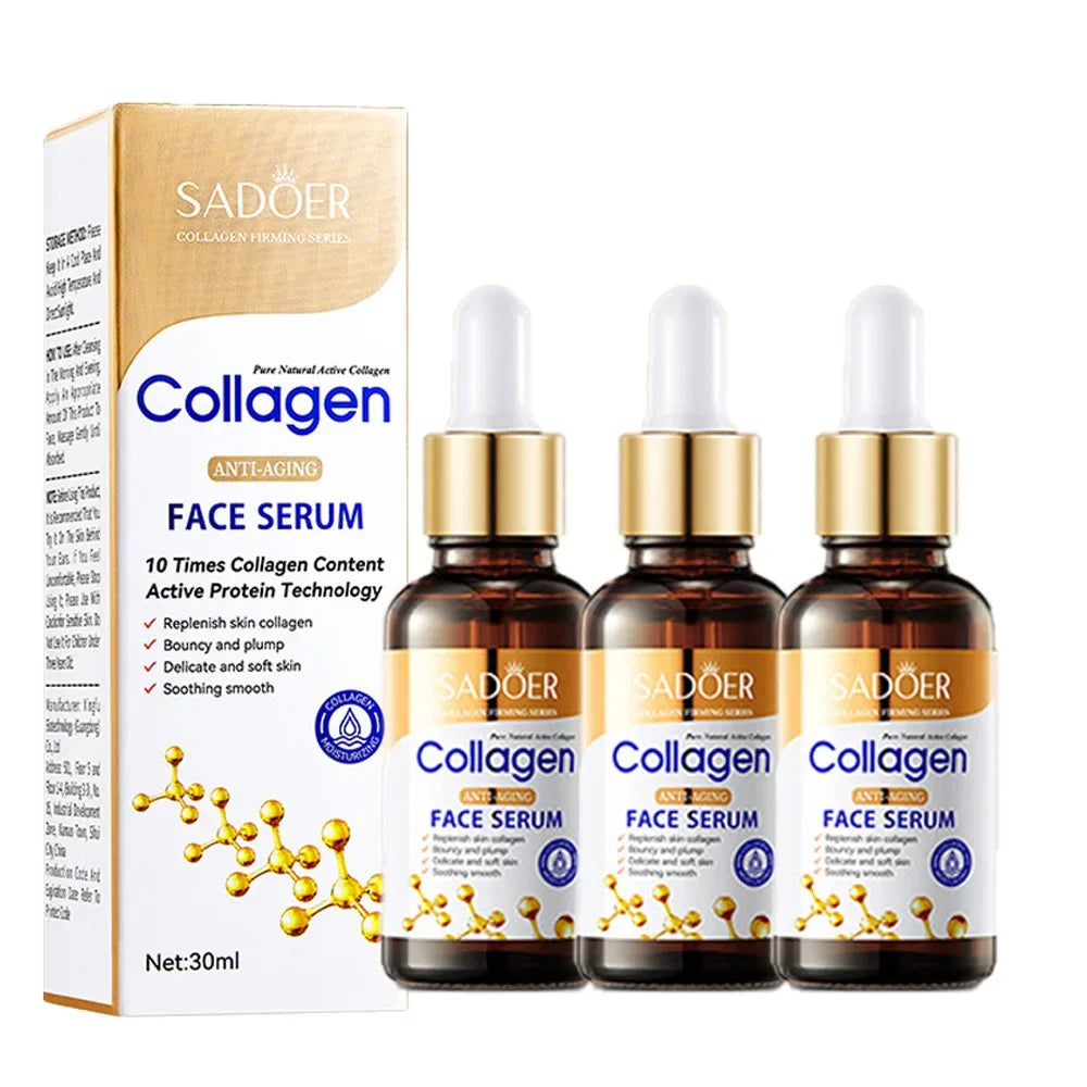 1/3/5pcs SADOER Collagen Face Serum skincare Facial Essence Liquid Anti-aging Moisturizing Nourishing Facial Serum Skin Care Peaceful Pleasures Health and Wellness 3pcs