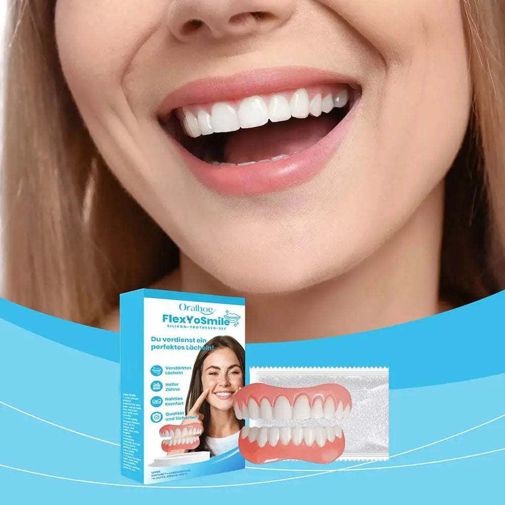 Soft Silicone Denture Kit – Upper & Lower False Teeth Set Silicone Denture Kit Peaceful Pleasures Health and Wellness