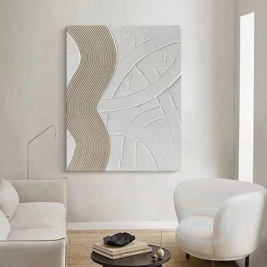 Stripe Texture Decor Oil Painting Modern Abstract Handmade Wall Art Canvas Mural Living Room Bedroom Porch Hotel Hanging Picture Peaceful Pleasures Health and Wellness