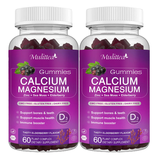 Calcium Magnesium Zinc Gummies with D3 & Sea Moss – Bone & Mood Support Dietary Supplements Peaceful Pleasures Health and Wellness 60pcs 2bottles United States