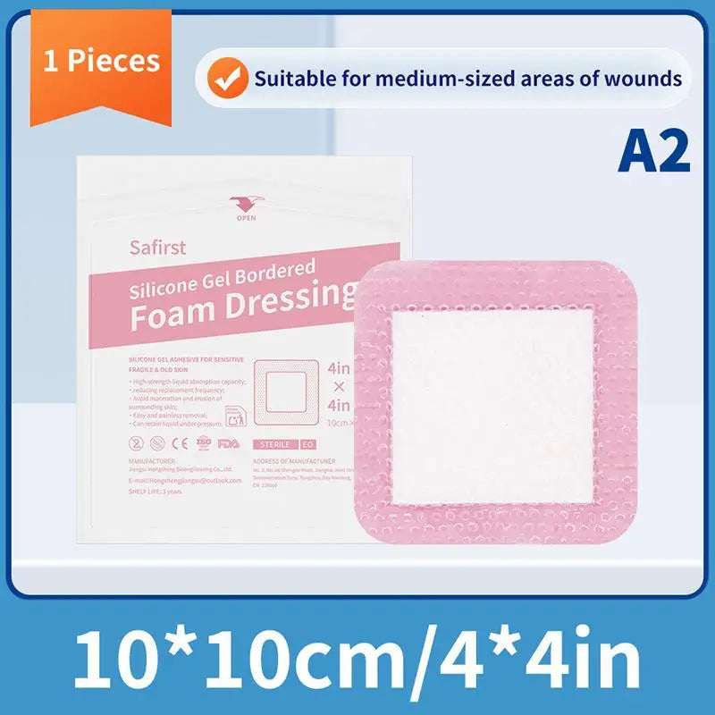 Waterproof Wound Dressing Bandage For Wound Care Absorbent Foam Pad Band-aid Silicone Polyurethane Foam Dressing Peaceful Pleasures Health and Wellness A2