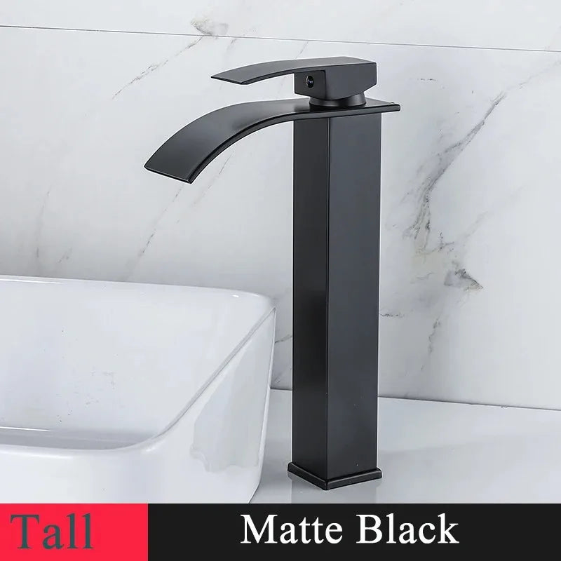 Waterfall Basin Faucet | Stainless Steel Single Handle Bathroom Tap