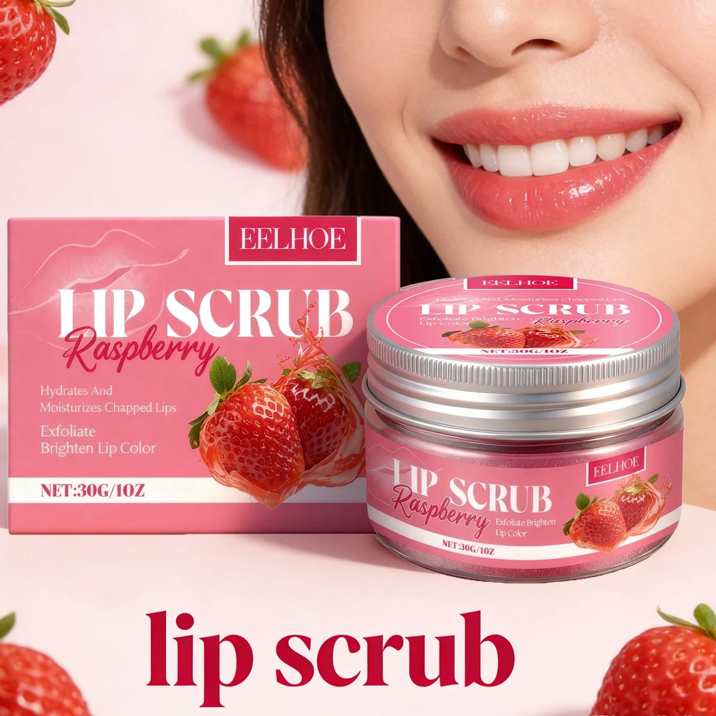 Eelhoe Strawberry Lip Scrub – Exfoliate, Moisturize & Brighten