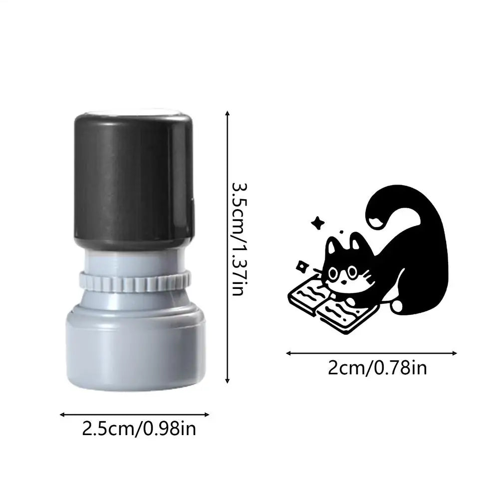 Cat Rubber Stamp – Cute Black Ink DIY Craft Stamp for Journals