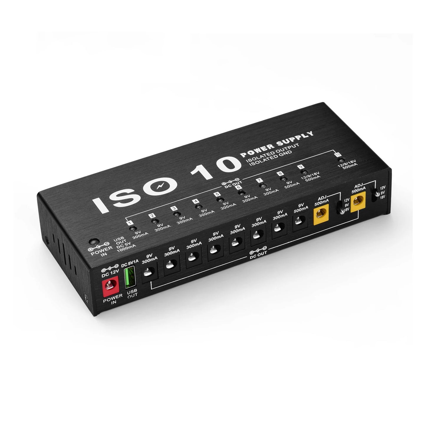 MOSKYAudio ISO-10 Portable Guitar Effect Power Supply Station 10 Isolated DC Outputs & One 5V USB Output for 9V 12V 18V Guitar Peaceful Pleasures Health and Wellness