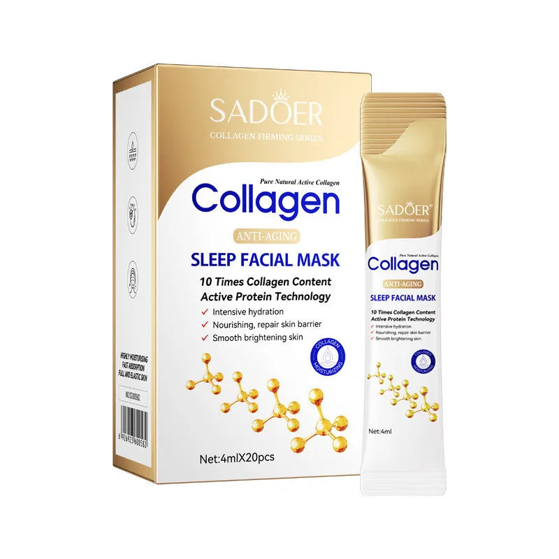30pcs BIOAQUA Collagen Sleeping Facial Masks skincare Moisturizing Brightening Firming Face Mask Peaceful Pleasures Health and Wellness 20pcs(box) 1